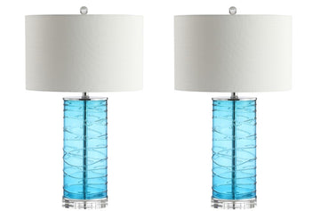 Cole 27.5" Modern Fused Glass Cylinder LED Table Lamp - JONATHAN Y